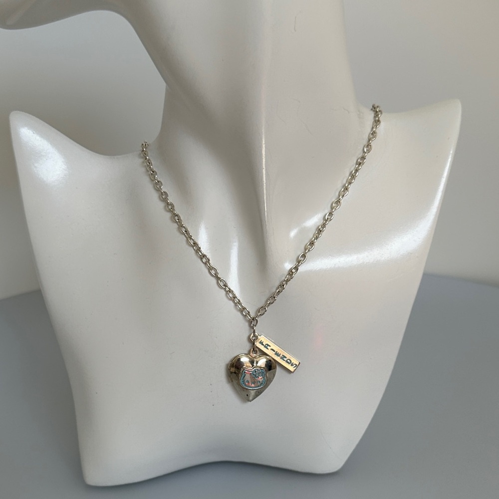 HELLO KITTY 925 sterling Silver Heart Necklace with Tag Charm